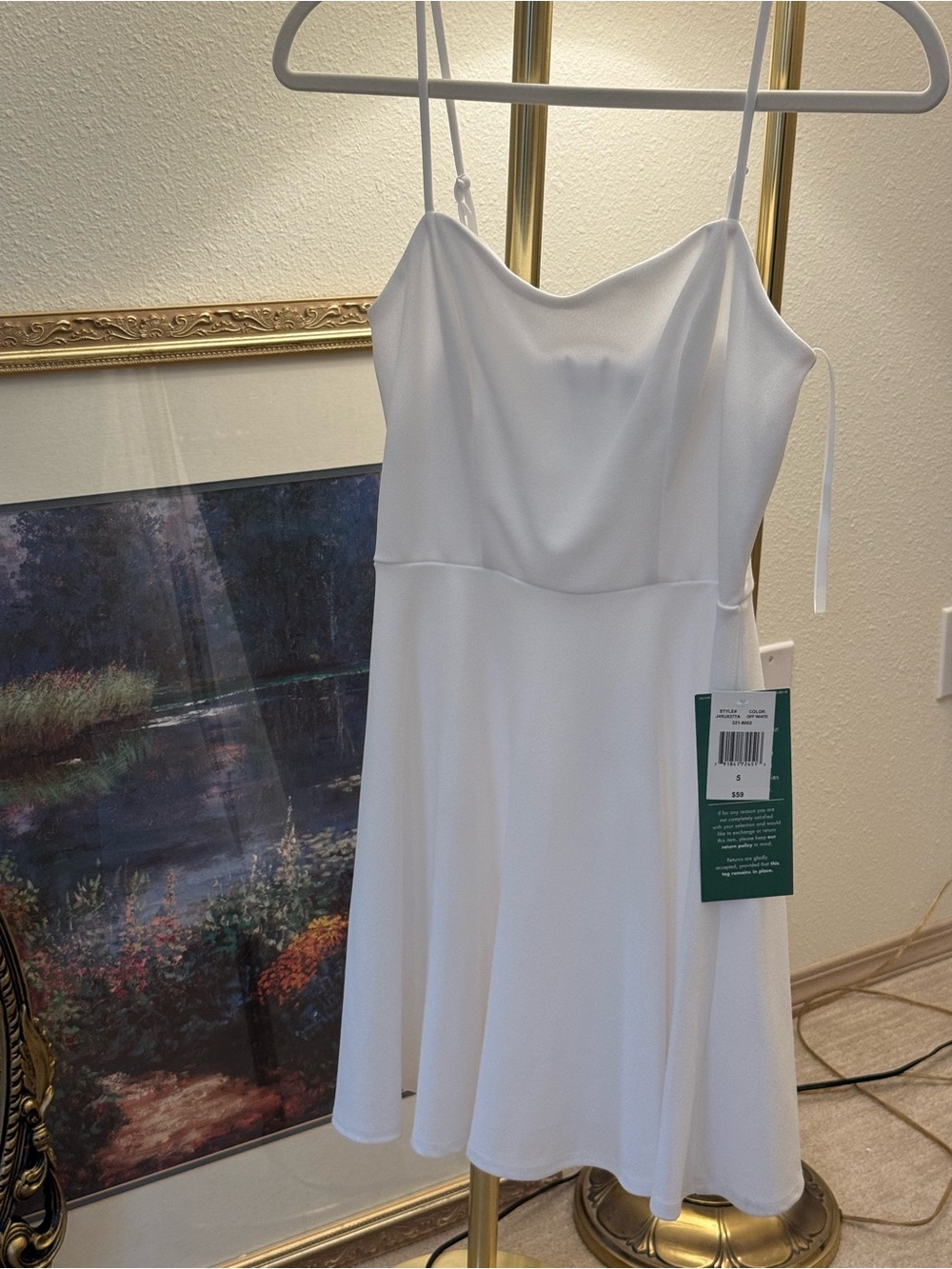 B. Smart White Spaghetti-Strap Mini Dress